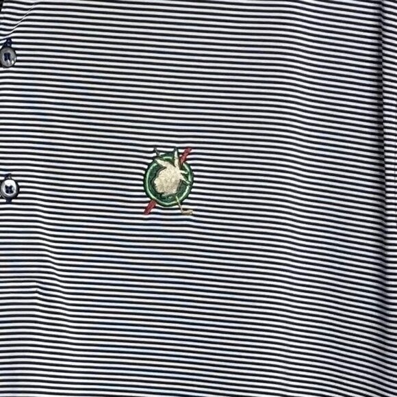 Red Stick Golf Polo Shirt Mens 2XL Native Indian Seminole Navy Blue Stripe  READ - Picture 2 of 8